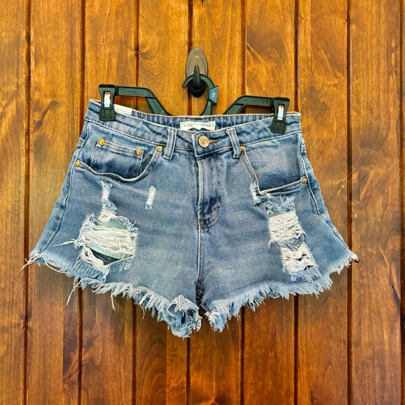 Almost Famous Pants - Juniors Ripped Jean Shorts